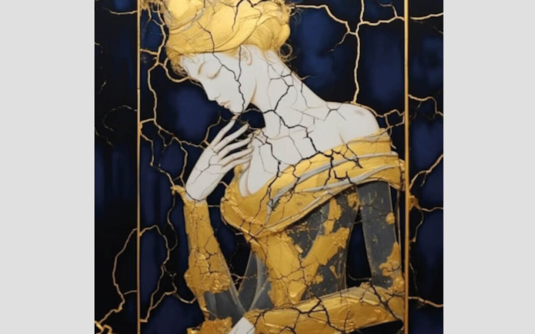 KINTSUGI EN PEINTURE –  ACRYLIQUE, DORURES ET VISUALISATION
